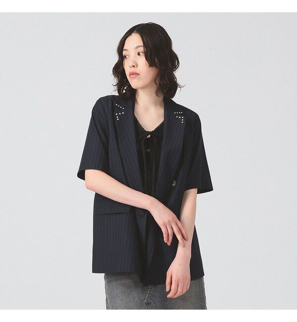 Ray BEAMS 「ラペル ドット ハーフスリーブ ジャケット」|テーラードジャケット|