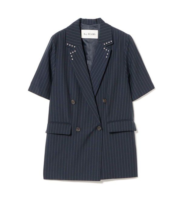 Ray BEAMS 「ラペル ドット ハーフスリーブ ジャケット」|テーラードジャケット|