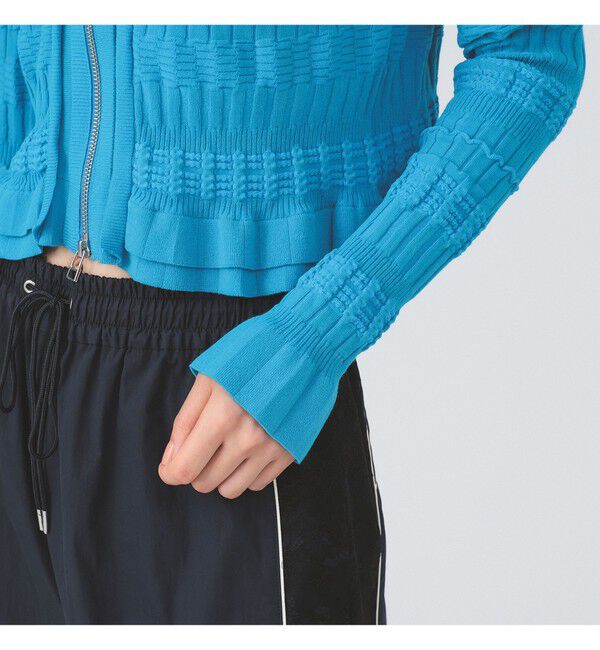 Ray BEAMS 「シャーリング ジップ Vネック カーディガン」|カーディガン|