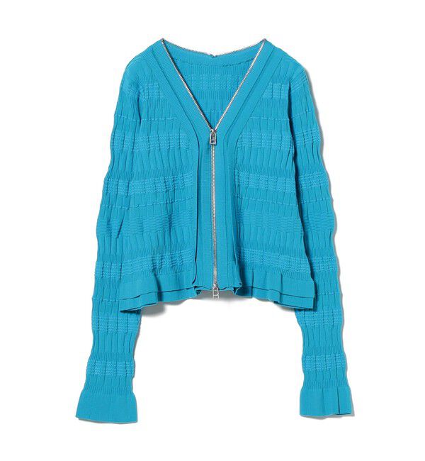 Ray BEAMS 「シャーリング ジップ Vネック カーディガン」|カーディガン|