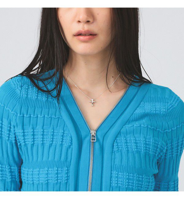 Ray BEAMS 「シャーリング ジップ Vネック カーディガン」|カーディガン|