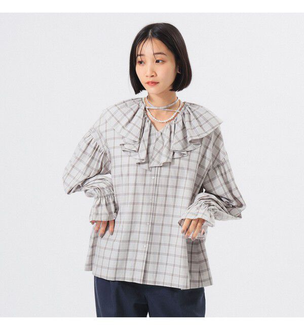 BEAMSBOY「チェック フリルカラー シャツ」|シャツ・ブラウス|