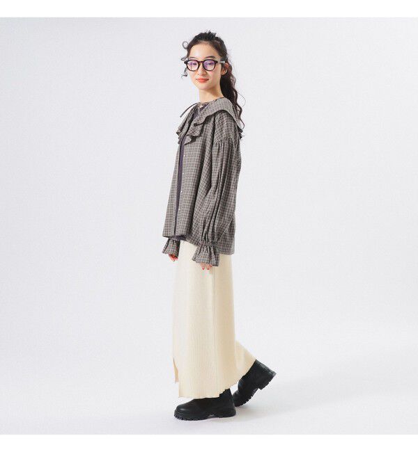 BEAMSBOY「チェック フリルカラー シャツ」|シャツ・ブラウス|