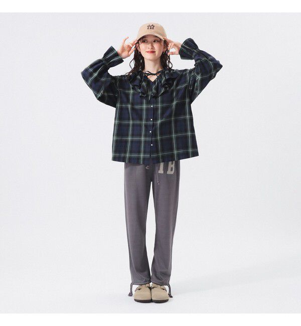 BEAMSBOY「チェック フリルカラー シャツ」|シャツ・ブラウス|