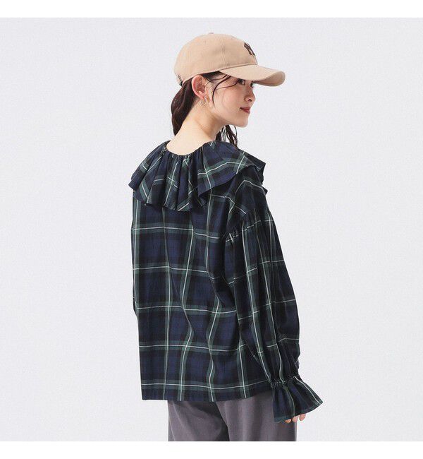 BEAMSBOY「チェック フリルカラー シャツ」|シャツ・ブラウス|
