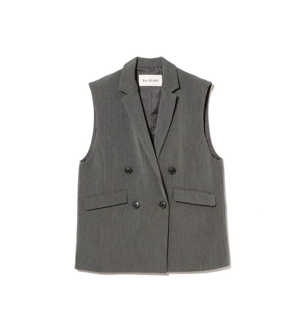 Ray BEAMS 「ヘリンボーン 4ボタン ダブルブレスト ジレ」|ベスト・ジレ|