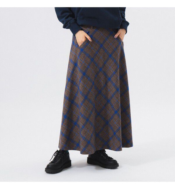 BEAMSBOY「チェック ロング Aライン スカート」|スカート|BROWN
