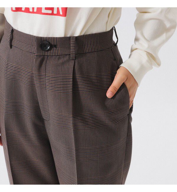 BEAMSBOY「チェック ロング ダブルヘム スラックス」|スラックス|