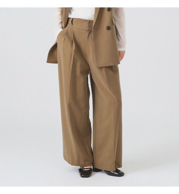 Ray BEAMS 「ヘリンボーン ハイウエスト ワイド パンツ」|チノ|