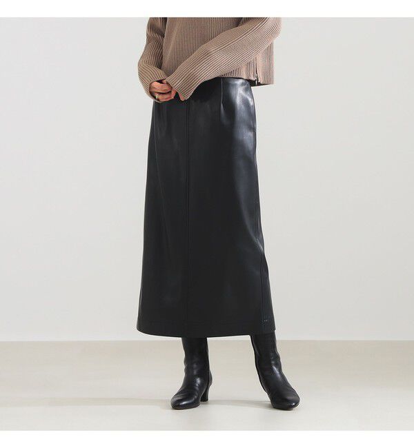 Demi-Luxe BEAMS 「フェイクレザー セミタイトスカート」|スカート|BLACK