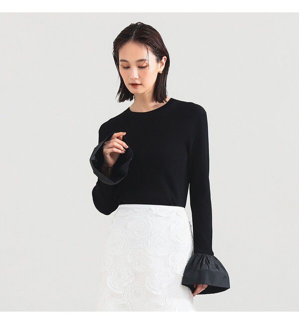 Demi-Luxe BEAMS 「ベルスリーブ クルーネック ニット」|ニット・セーター|BLACK