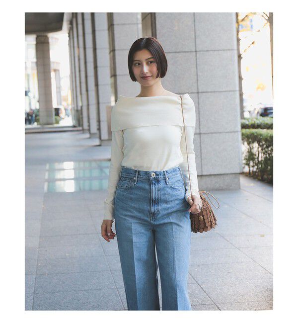 Demi-Luxe BEAMS 「レーヨン ポリエステル オフショルダー プルオーバー ニット」|ニット・セーター|