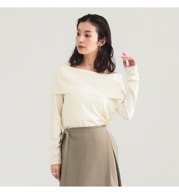 Demi-Luxe BEAMS 「レーヨン ポリエステル オフショルダー プルオーバー ニット」|ニット・セーター|