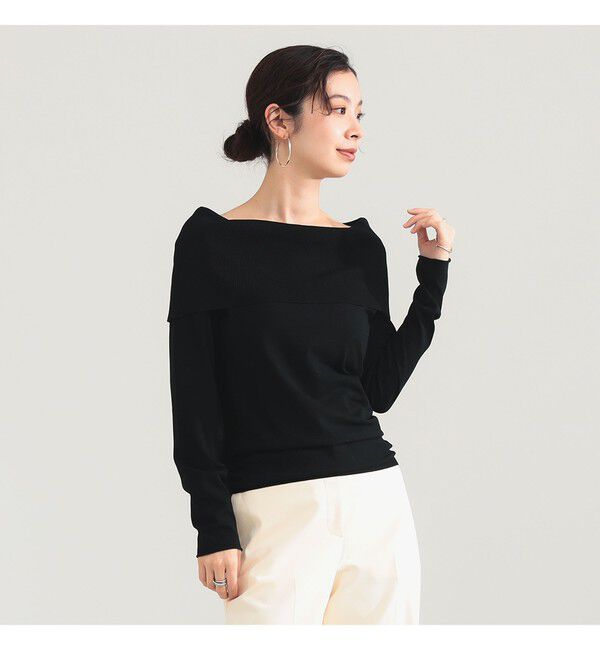 Demi-Luxe BEAMS 「レーヨン ポリエステル オフショルダー プルオーバー ニット」|ニット・セーター|