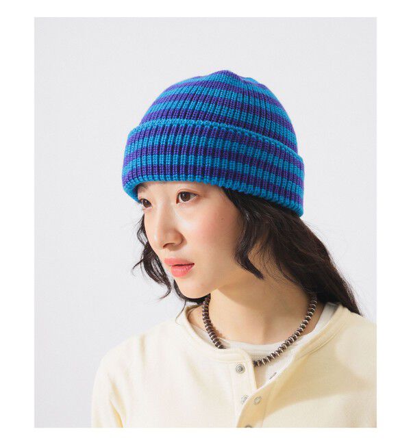 BEAMSBOY「【別注】LEUCHTFEUER / 2トーン ボーダー ワッチキャップ」|その他|PURPLE