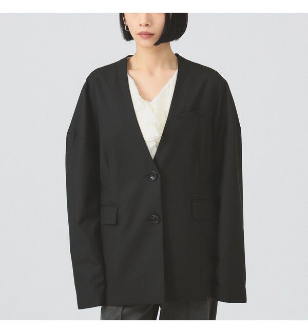 Ray BEAMS 「ノーカラー ビッグ ジャケット」|ノーカラージャケット|