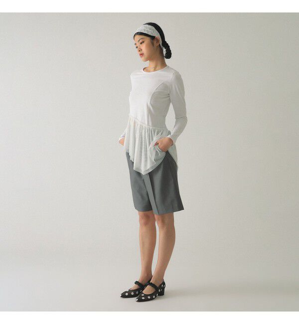 Ray BEAMS 「チュール キリカエ アシンメトリー ヘム Tシャツ」|Tシャツ・カットソー|