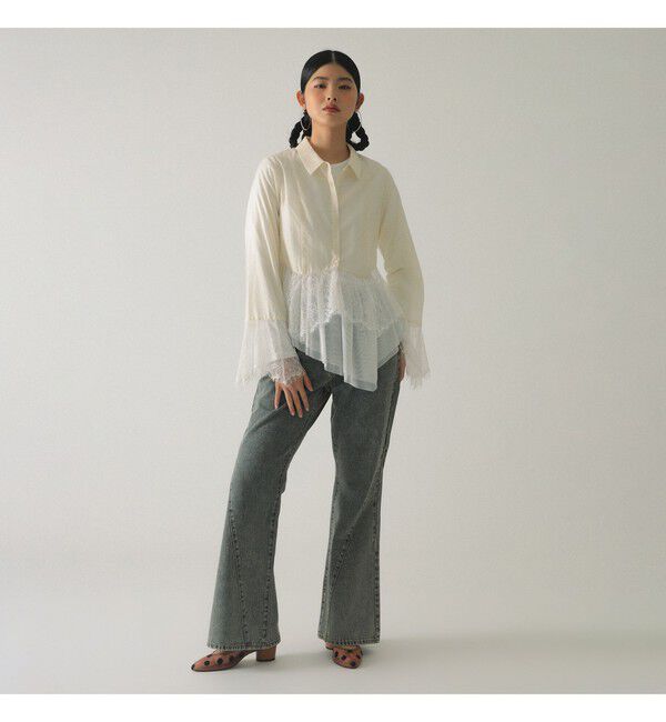 Ray BEAMS 「チュール キリカエ アシンメトリー ヘム Tシャツ」|Tシャツ・カットソー|