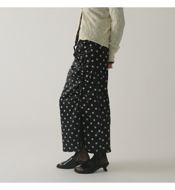 Ray BEAMS 「ドット サテン フリル スカート」|スカート|BLACK
