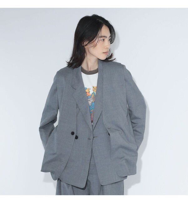 BEAMSBOY「maturely / ティーダブワン ボタン ウェーブ ベスト」|ベスト・ジレ|GREY