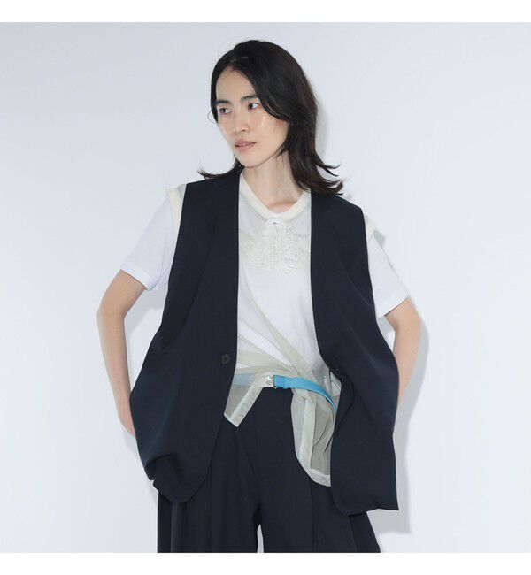 BEAMSBOY「maturely / ティーダブワン ボタン ウェーブ ベスト」|ベスト・ジレ|NAVY