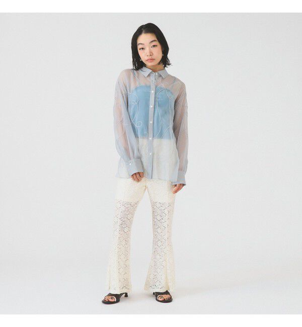 Ray BEAMS 「レース シアー フレア パンツ」|チノ|