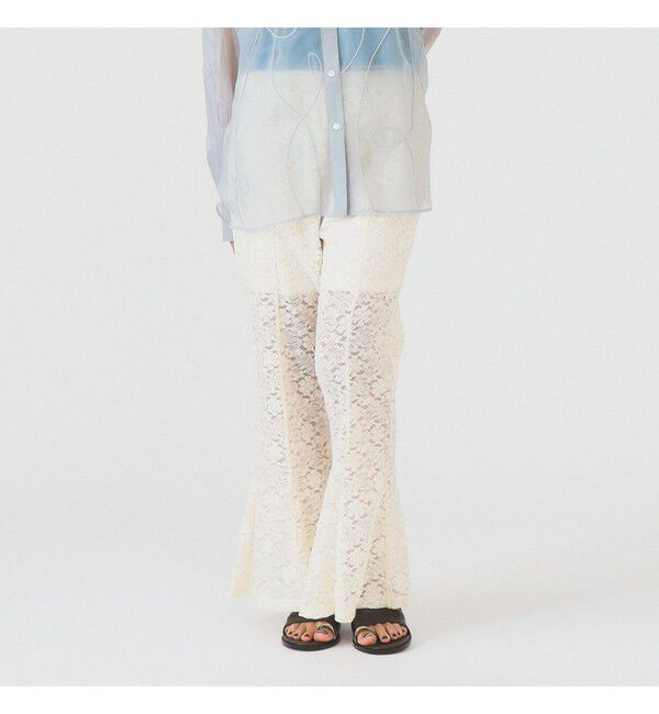 Ray BEAMS 「レース シアー フレア パンツ」|チノ|