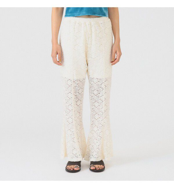 Ray BEAMS 「レース シアー フレア パンツ」|チノ|