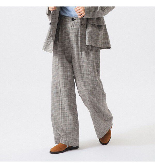 BEAMSBOY「チェック スラックス」|チノ|GREY