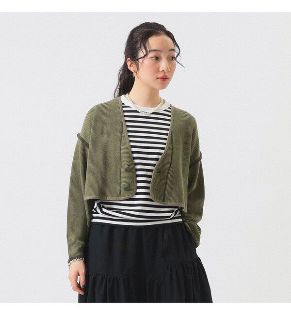 BEAMSBOY「ショート ミリタリー ライナー カーディガン」|ニット・セーター|