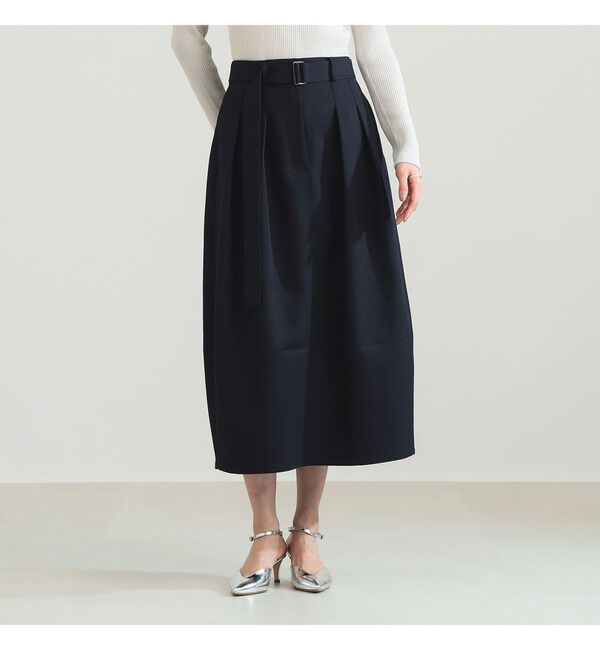 Demi-Luxe BEAMS 「ベルテッド コクーン スカート」|スカート|NAVY