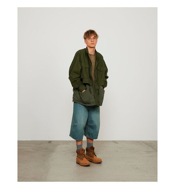 BEAMS「5ポケット クウォーターレングス ワイドデニム」|デニム|