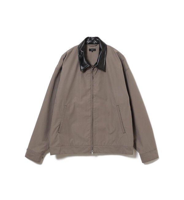 BEAMS「シンセティックレザーカラー ジャケット」|ブルゾン・スタジャン|TAUPE