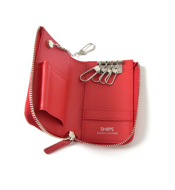 SHIPS「SHIPS:【SAFFIANO LEATHER】 イタリアンレザー キーケース」|キーケース|レッド