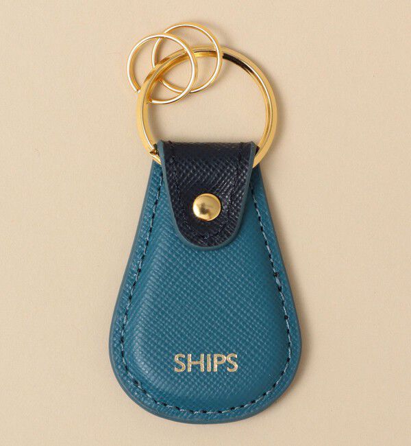 SHIPS「【WEB限定】SHIPS: 【SAFFIANO LEATHER】 2トーン キーホルダー」|その他|ネイビー