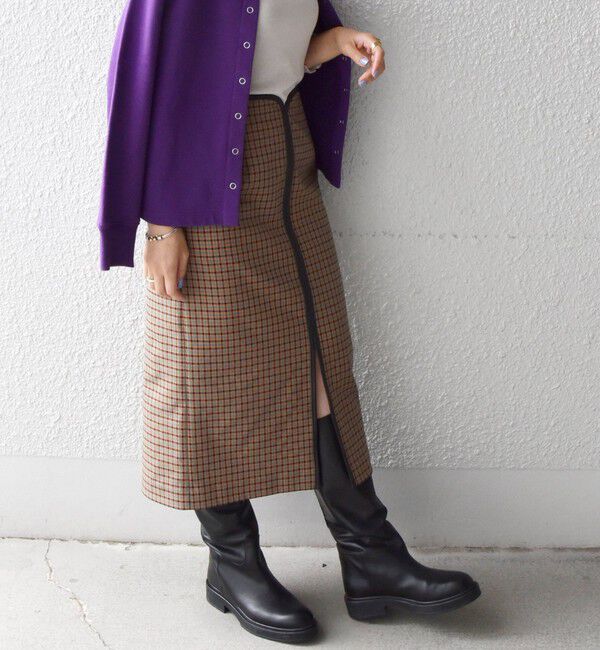 SHIPS any「SHIPS any:〈ウォッシャブル〉チェック スティック ミディ スカート」|タイト|