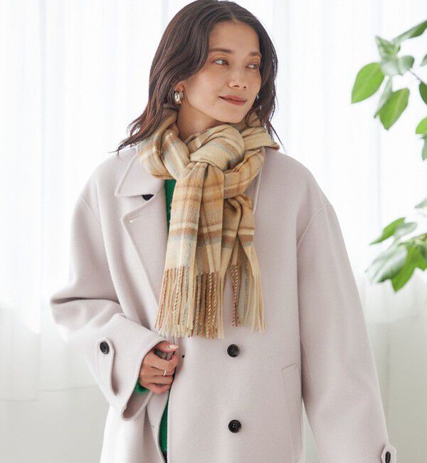 SHIPS for women「チェック カシミヤ ストール」|ストール|ベージュ系