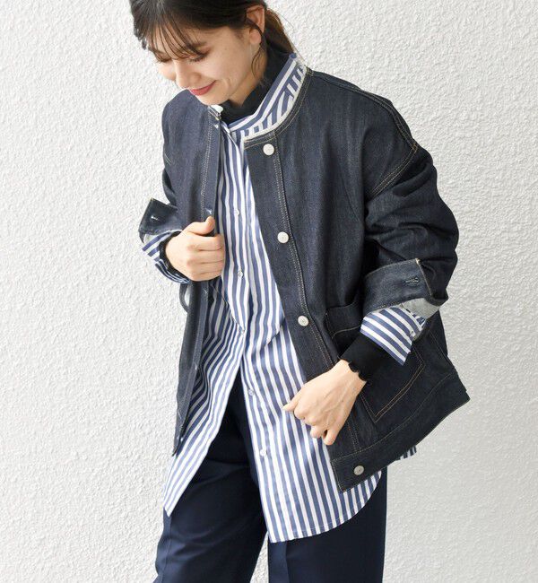 SHIPS any「《一部追加予約》SHIPS any: ノーカラー デニム ブルゾン［SHIPS any DENIM］」|デニムジャケット|