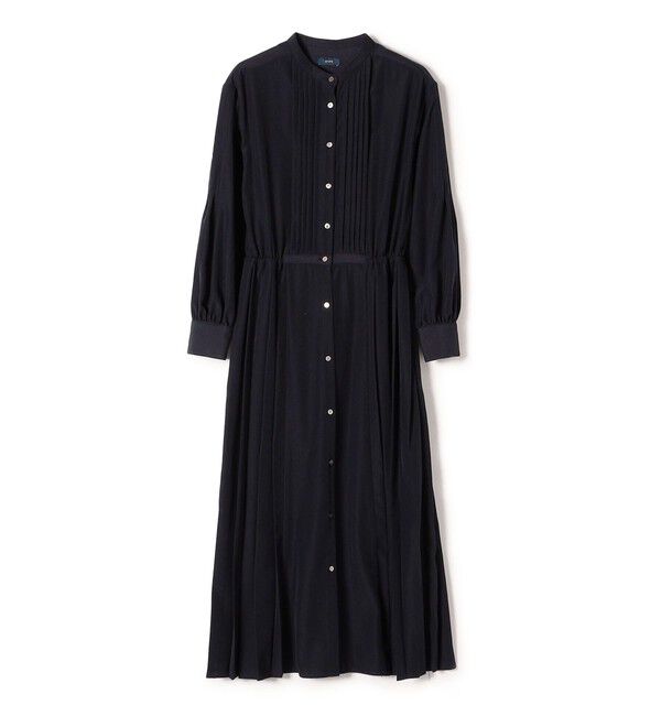 SHIPS for women「〈手洗い可能〉ドット / 花柄 バンドカラー サイド プリーツ ワンピース」|ワンピース|