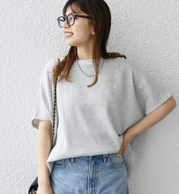 SHIPS any「【WEB限定】SHIPS any:〈洗濯機可能〉ワッフル ワイド TEE」|Tシャツ・カットソー|ライトグレー