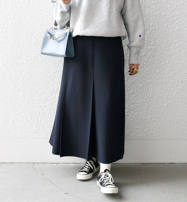 SHIPS any「SHIPS any: エア ニードル タック ミディ スカート」|スカート|ネイビー