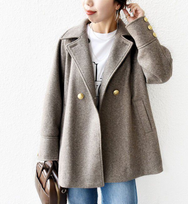 SHIPS for women「【WEB限定】〈手洗い可能〉ウール ライク ジャージー メルトン 2WAY Pコート」|ピーコート|