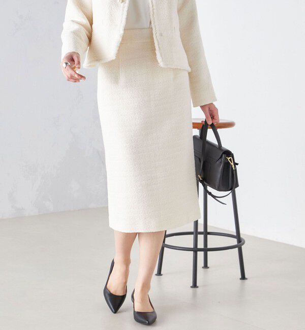 SHIPS for women「〈セレモニー対応可〉スラブ ツイード タイト スカート  24SS（セットアップ対応）◇」|スカート|オフホワイト
