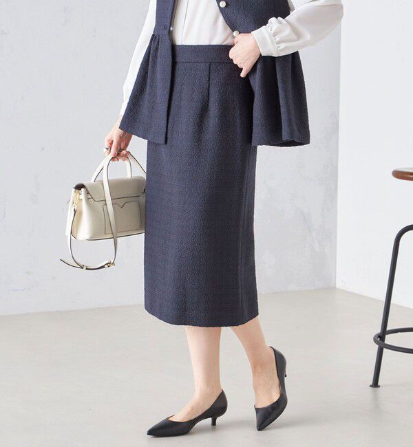 SHIPS for women「〈セレモニー対応可〉スラブ ツイード タイト スカート  24SS（セットアップ対応）◇」|スカート|ネイビー