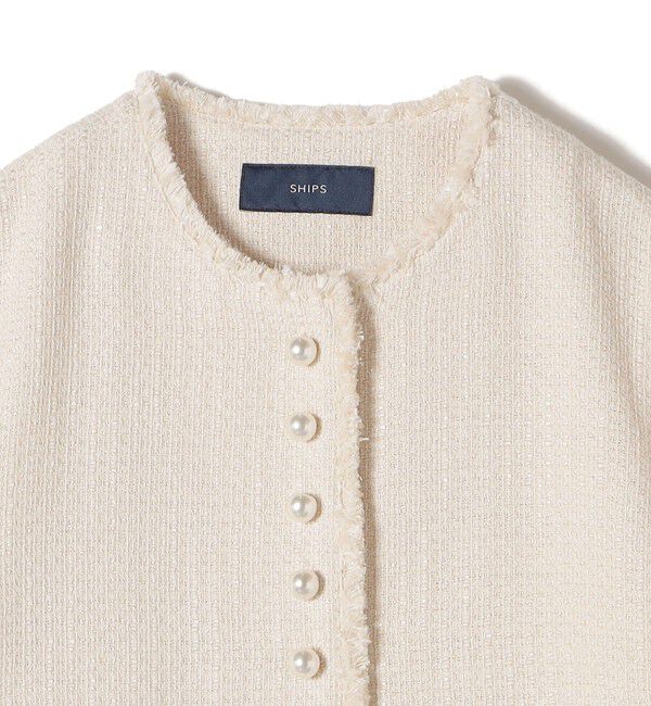 SHIPS for women「〈セレモニー対応可〉スラブ ツイード ノーカラー ジャケット（セットアップ対応）」|ノーカラージャケット|