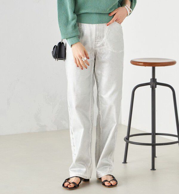 SHIPS for women「〈洗濯機可能〉箔プリント ストレート フィット デニムパンツ 24SS ◇」|デニム|