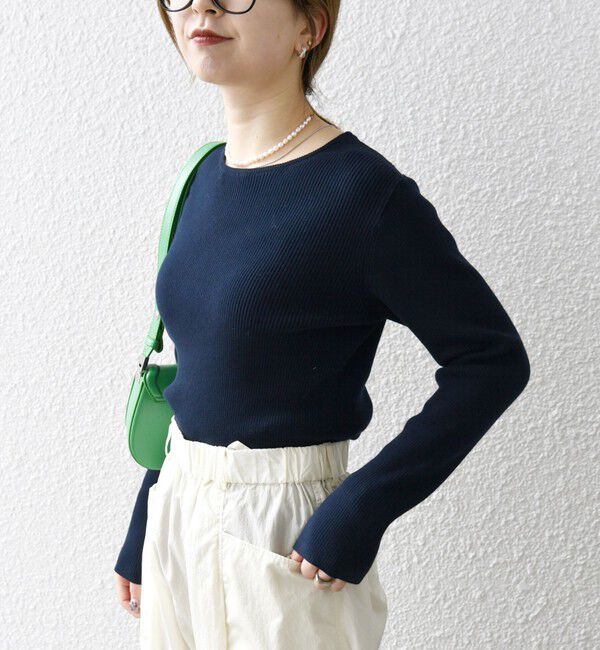 SHIPS any「SHIPS any:〈手洗い可能〉コットン クルーネック ベーシック リブ ニット」|ニット・セーター|