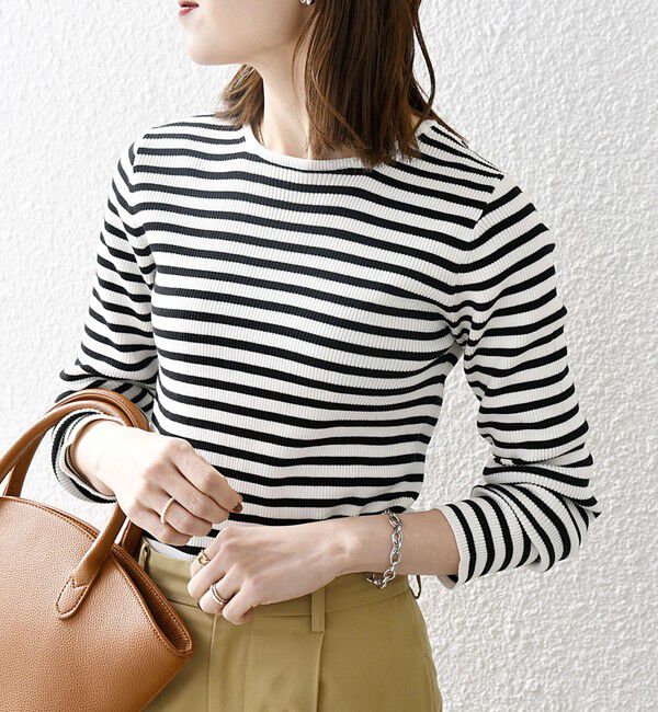 SHIPS any「SHIPS any:〈手洗い可能〉コットン クルーネック ベーシック リブ ニット」|ニット・セーター|