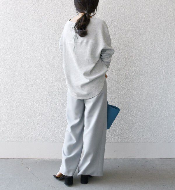 SHIPS any「SHIPS any:〈洗濯機可能〉ワッフル  レースアップ ラウンドヘム プルオーバー」|Tシャツ・カットソー|