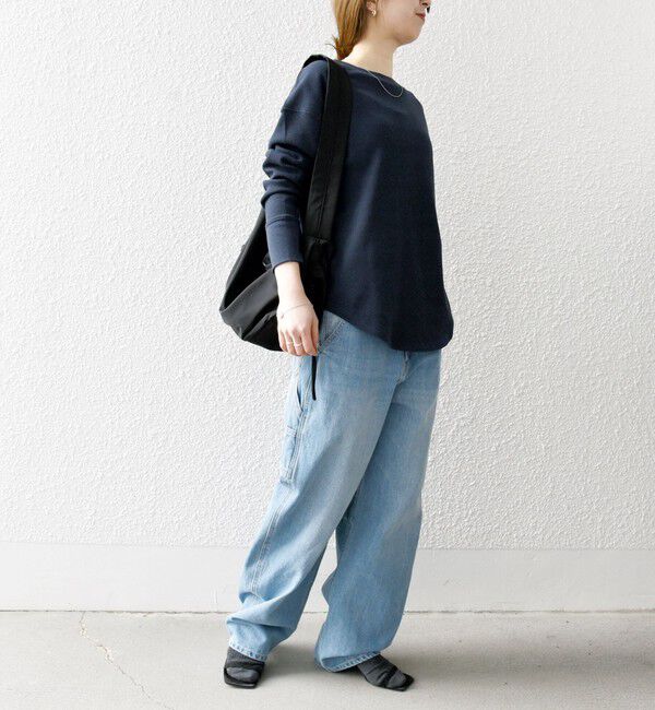 SHIPS any「SHIPS any:〈洗濯機可能〉ワッフル  レースアップ ラウンドヘム プルオーバー」|Tシャツ・カットソー|